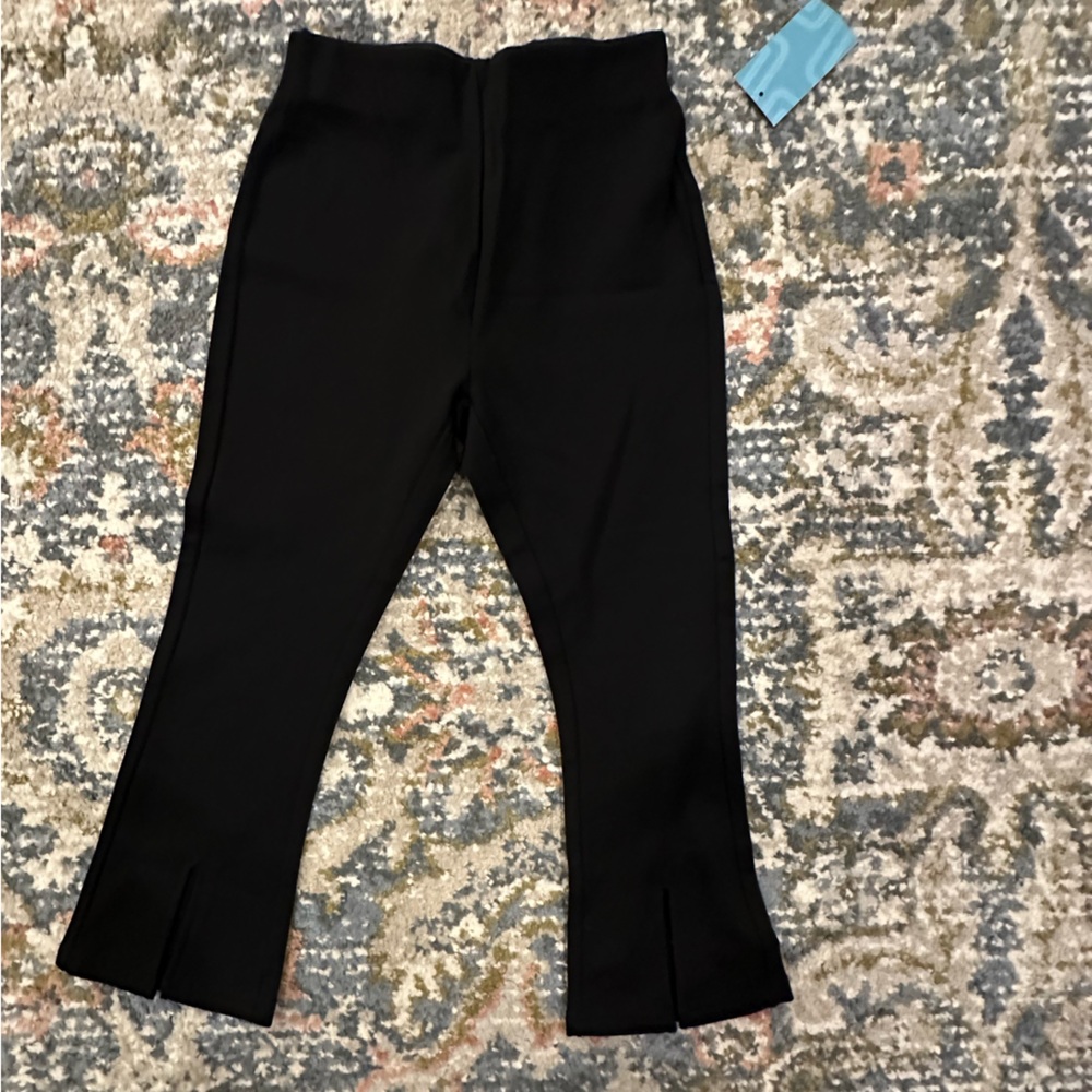 NWT Market & Spruce Stylish Black Kids Flared Leggings with split detail